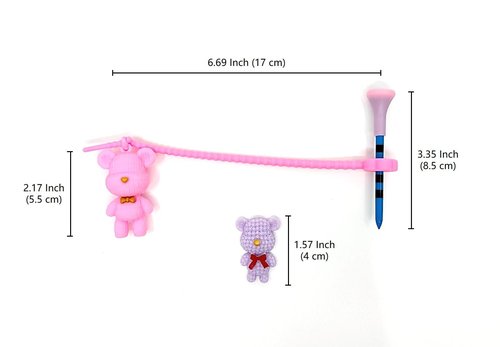 LUCIDDREAM Premium Bow TIE Bear Golf Tees Hanger and Ball Marker 5 Color Sets Silicone & 3-1/4" Adjustable Height Tee, Tee Loss Prevention, Excellent Golf Accessory, Durability and Stability Gift