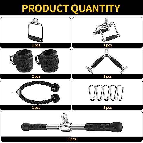 WNOEY Cable Machine Attachments Set for Home Gym - Lat Pulldown & Tricep Ropes