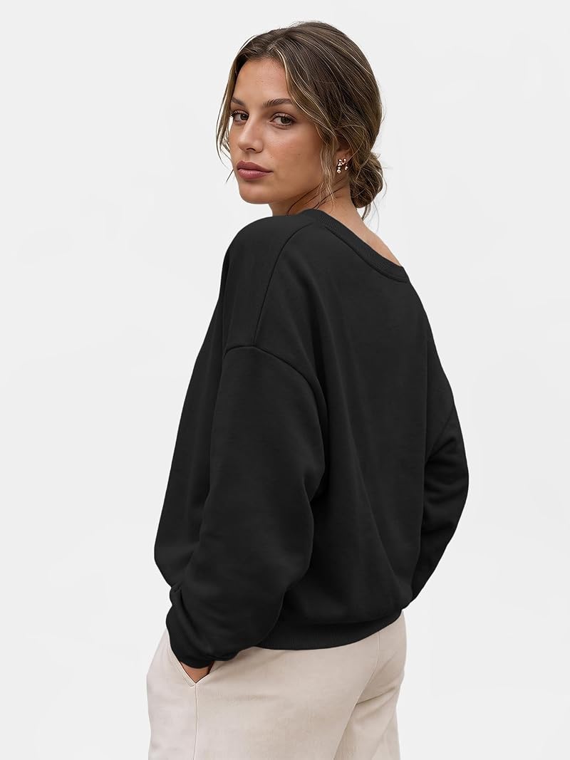 Off Shoulder Oversized Sweatshirt - Trendy Queen Black, Medium