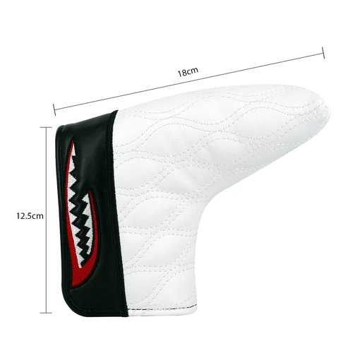 PINMEI Golf Head Cover for Mallet Heel Shaft Putter and Blade Putter Cover Shark Synthetic Leather Magnetic Closure Putter Headcover