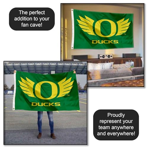 College Flags & Banners Oregon Wings Logo 3x5 Banner Flag for Tailgating & Home Decor