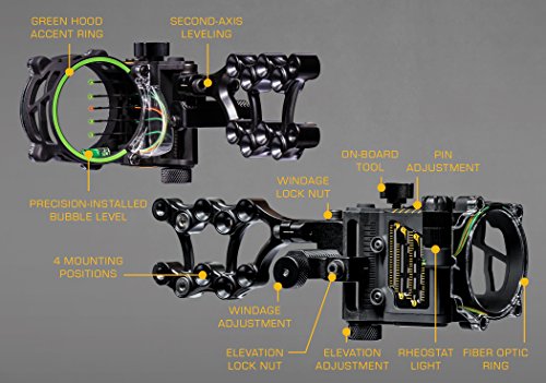 Trophy Ridge Fix Series Archery Sight - Right Hand, 5-Pin with Micro-Adjust & Brightness