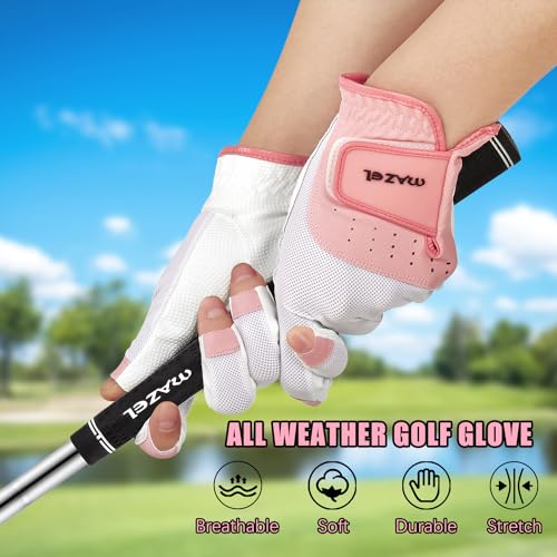 Women's Pink Open-Finger Golf Gloves Small Breathable Sweat-Absorbing Fit