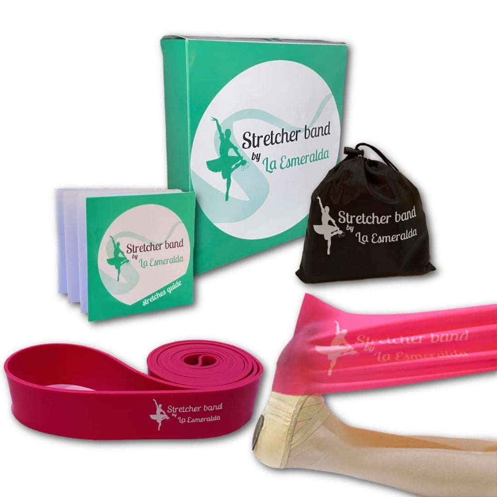 Stretch Bands set of 2 for Ballet, Dancers, Gymnastics .Resistance bands to Improve Flexibility, Splitting and Strenght. 3 Colors, Gift box, Instruction booklet, carry bag Including. (Pink Set of 2)
