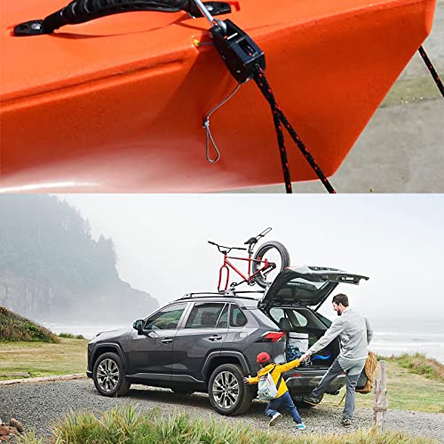 2pcs Adjustable 3/8 Inch Kayak Rope Tie Downs with Metal Hooks - Heavy Duty Straps, 11.8ft Length