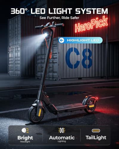 HeroPick Matte Black Foldable Electric Scooter for Adults, 15 MPH, Dual Brakes