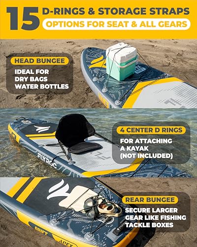 Flyroc 11'6x35'' Extra Wide Inflatable Stand Up Paddle Board for All Skill Levels - Drift Gray / XL