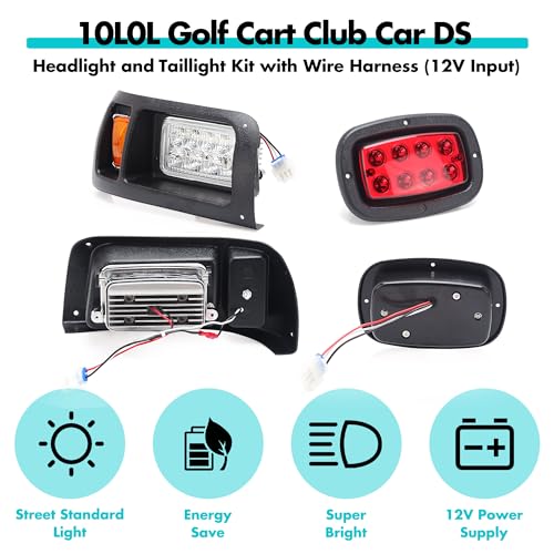 Golf Cart Headlight and Taillight Kit for Club Car DS 1993+ Street Legal 12V