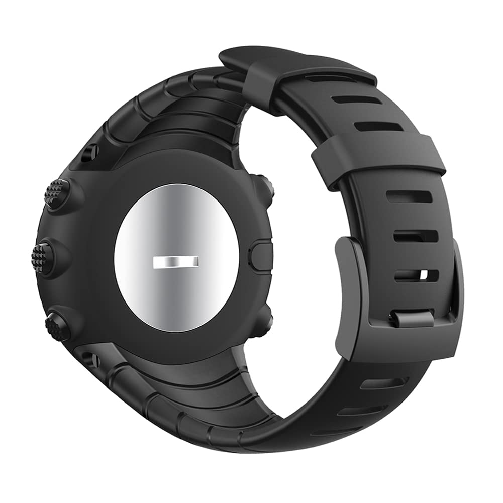 SENCATO Watch Bands Compatible with Suunto Core, Classic Soft Rubber Replacement Wrist Strap for Suunto Core Smart Watch（A/B Style Available Select） Black