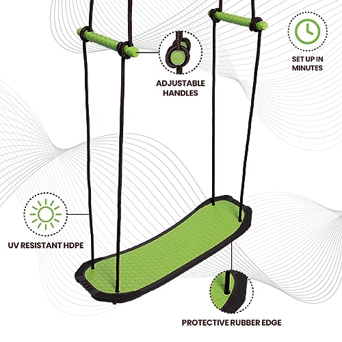 Swurfer 2.0 Green Stand-Up Tree Swing with 24" Board, UV Rope & Handles