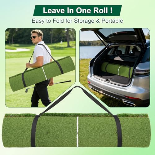 Beautist 5x4FT Dual-Turf Golf Hitting Mat with Stance Alignment Line, Shock Absorption, Indoor & Outdoor Use