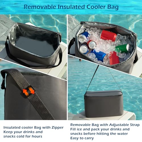 Blue Inflatable River Tube Float for 2 Adults with Removable Cooler & Cup Holders - Heavy Duty Pool Lounger