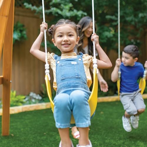 KidKraft Appleton Wooden Swing Set - Outdoor Playset with Slide & Chalk Wall, Exclusive