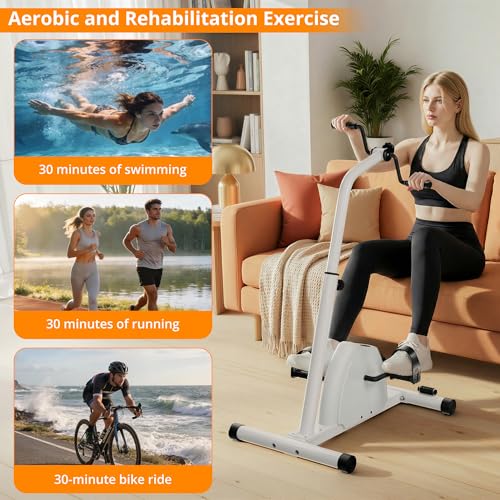 White Arm Leg Pedal Exerciser Bike - Adjustable Fitness Equipment for Seniors