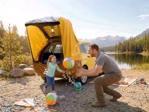 HASIKA Yellow SUV Tailgate Tent for Camping, 2-Person Car Awning, Quick Setup