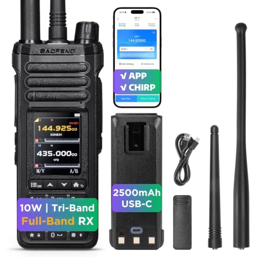 10W Tri-Band Handheld Ham Radio with SSB/CW, 1000 Channels, Dual Antennas