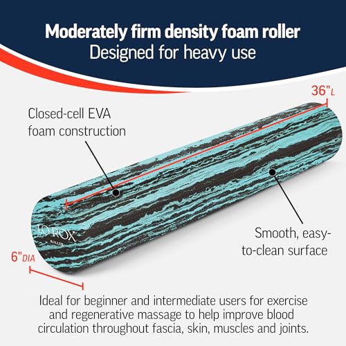 Foam Roller 36 Inch - Moderate Firmness for Muscle Recovery & Exercise, Teal