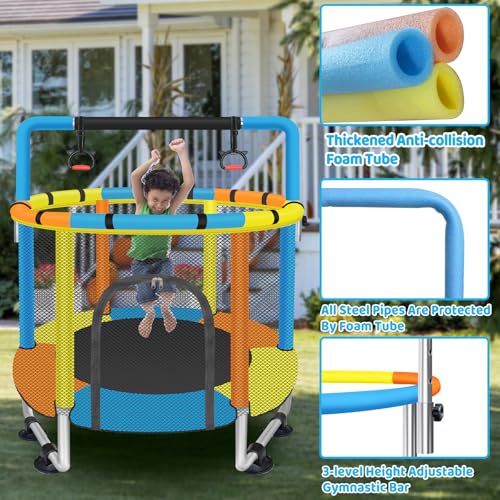 55-Inch Indoor & Outdoor Toddler Trampoline with Safety Enclosure for Kids Ages 1-8