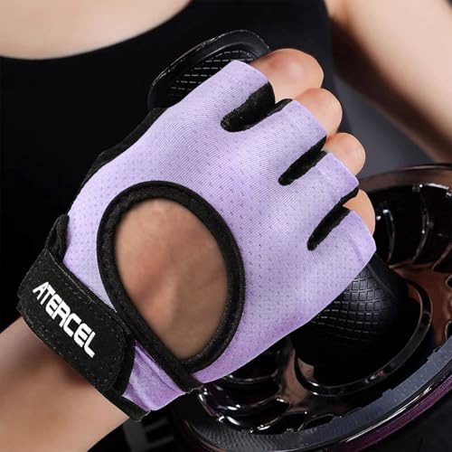 Violet Medium Weight Lifting Gloves with Full Palm Protection for Gym & Cycling