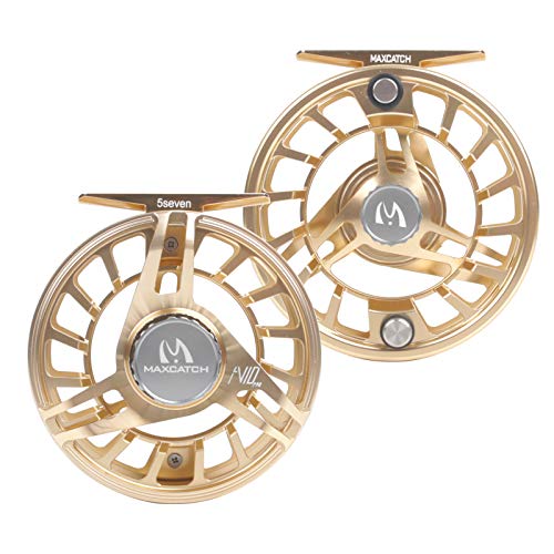 Gold Maxcatch AVID PRO Fly Fishing Reel 3/5wt Large Arbor CNC Aluminum