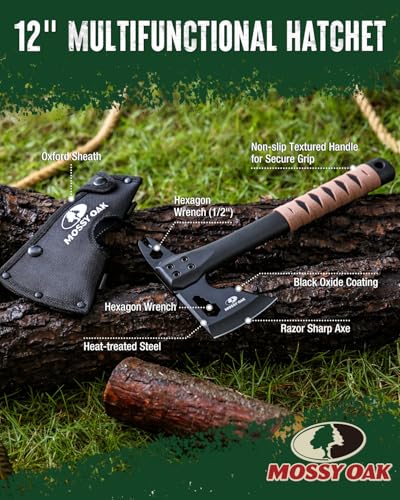 12-Inch Camping Axe and Survival Hatchet with Sheath, Multi-Function Outdoor Tool