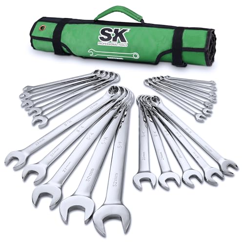 SK Combination Wrench Set Metric 6-32mm, 22-Piece, Premium CR-V Steel