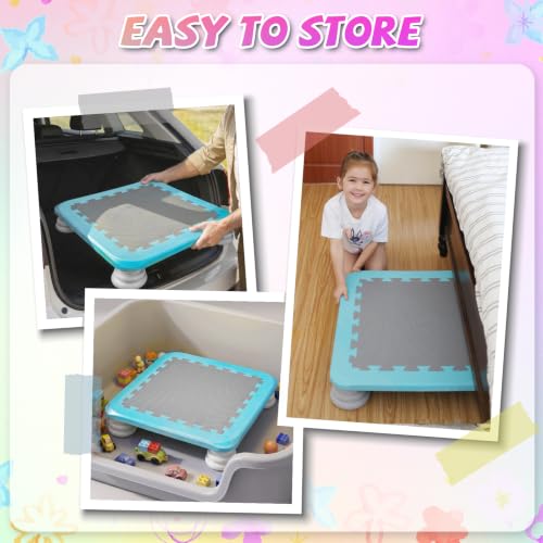 Zhenx Mini Trampoline for Autistic Kids - Blue Square Sensory Bounce Board Indoor Outdoor