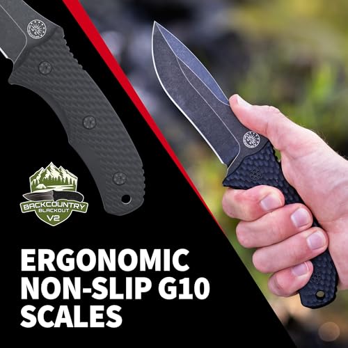Off-Grid Knives Backcountry Blackout V2 Fixed Blade Knife Cryo D2 Steel G10 Scales Camping Hunting Survival