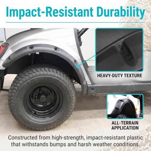 4-Piece Fender Flares for EZGO TXT Golf Cart 1996-2013 | Impact-Resistant Plastic & Stainless Hardware