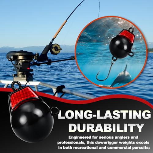 Hollowfly 10 lb Coated Downrigger Ball Weight with Internal Keel - Durable Marine Fishing Gear