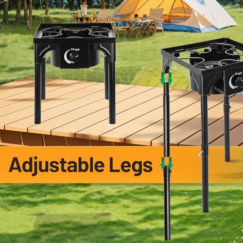 Outdoor Camping Stove 130,000 BTU Single Burner - Adjustable & Portable - Variation 1 Burner New