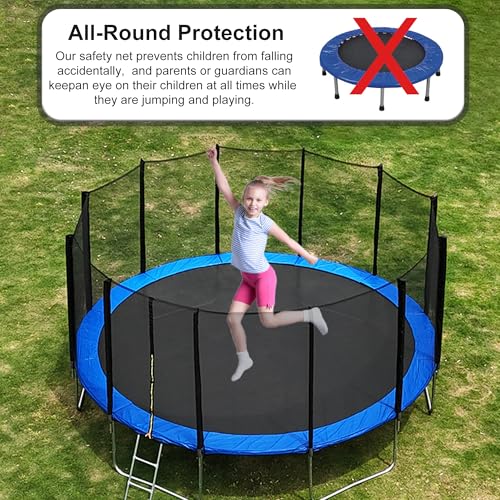 Black 10 ft Trampoline Safety Net Replacement for Garden Trampolines - 6 Poles