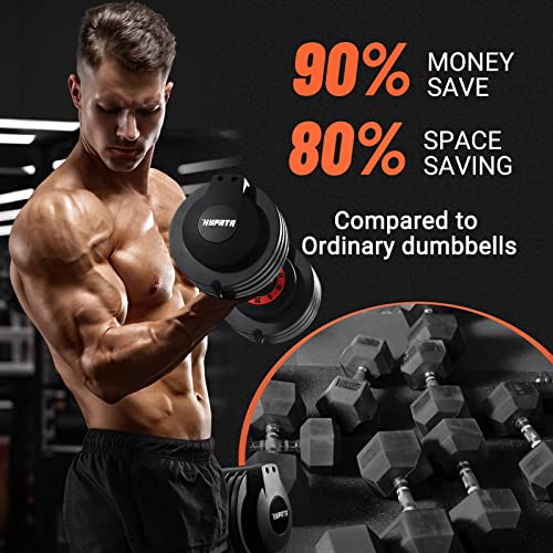 Adjustable Dumbbell Set 25/50/55 lbs with Quick-Change Weights for Home Gym - Black