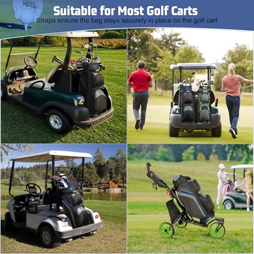 Beutyal 15-Way Lightweight Golf Cart Bag for Men with Cooler, Black Blue