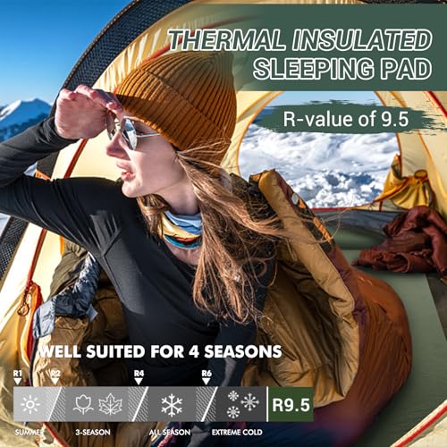 Elegear Army Green Self-Inflating Sleeping Pad with Pillow 26D Memory Foam, 3.15'' Thick, Single