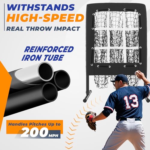 Black 9 Hole Baseball & Softball Pitching Net with Strike Zone - Portable Training Aid
