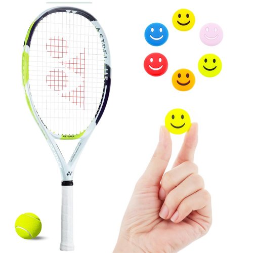 DQITJ 12 Pcs Tennis Racquet Dampeners, Cute Round Shape Rubber Tennis Racket Damper Shock Absorber, Tennis Vibration Dampener with 6 Colors