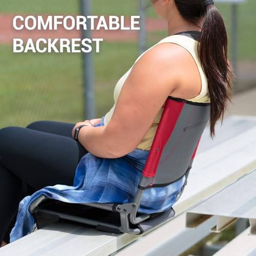 Grey Folding Stadium Seats with Back Support & Cushions - 2 Pack for Sports Events