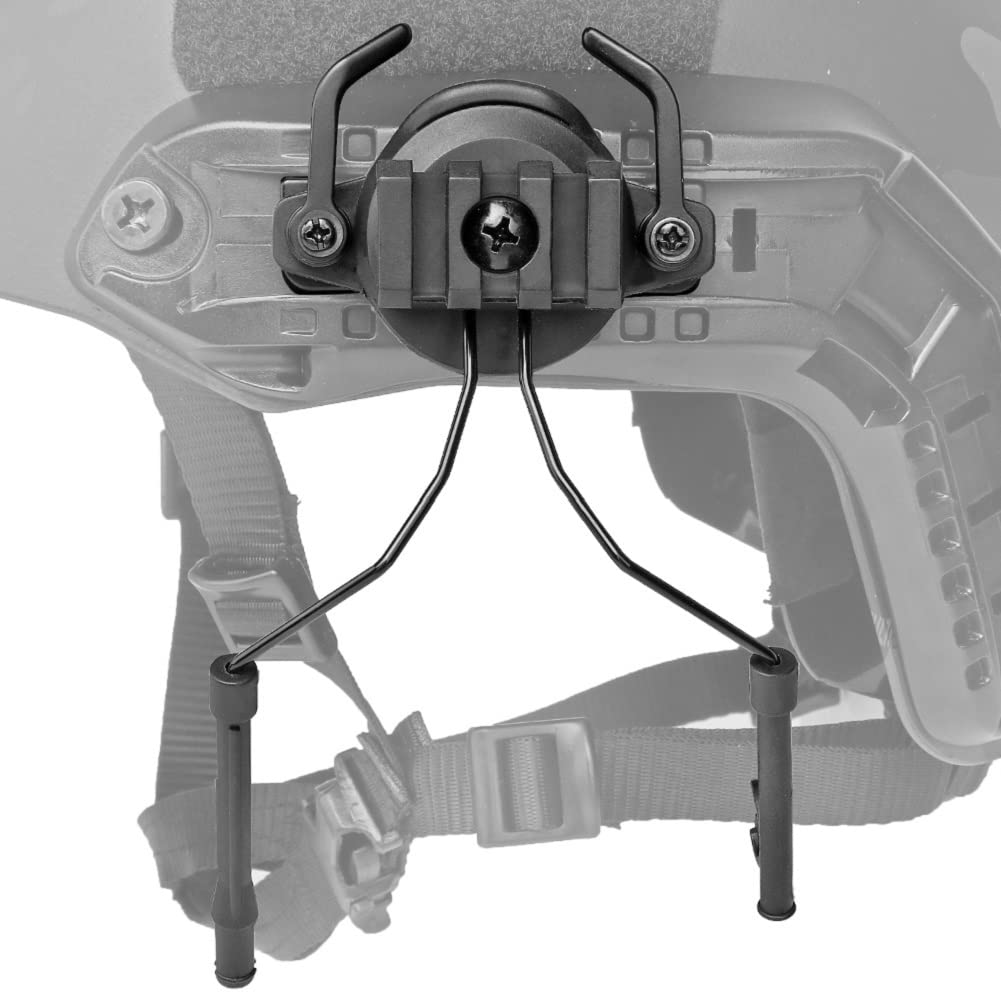 Tactical Helmet Accessories Military Adjustable Headset Bracket ARC Rail Adapter for Outdoor Sport Airsoft Paintball (Black)