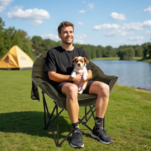 Outdoor Living Suntime Oversized Padded Camping Chair Set - Army Green, 2 Pack
