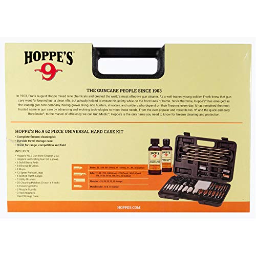 Hoppe's Deluxe Gun Cleaning Kit - 62 Piece Universal Firearm Maintenance Set