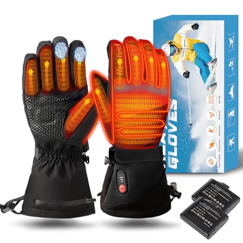 Large Rechargeable Heated Gloves for Men & Women Waterproof Winter Hand Warmers