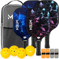 Pickleball Paddles Set of 4 - USAPA Approved Fiberglass Rackets Black & Blue