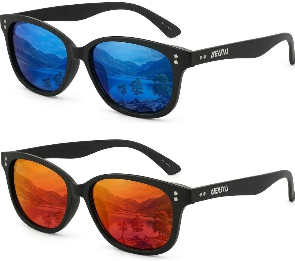 Polarized Sunglasses for Teens - UV400 Protection, Color Mirror Lenses, Matte Frame for Small Faces