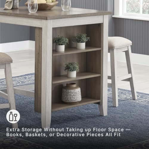 Whitewash 3-Piece Counter Height Dining Table Set with Bar Stools