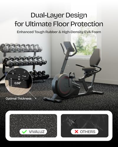 Black & White 0.56-Inch Thick Interlocking Rubber Gym Floor Tiles, 24 Sq Ft