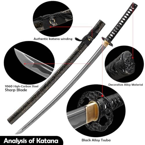 Wuton Samurai Sword - High Carbon Steel Katana, Full Tang Battle Ready, Collectible Japanese Sword, Variation: Samurai Sword