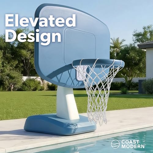 Coast Modern Outdoor Pool Basketball Hoop with Large Backboard & Water Basketballs