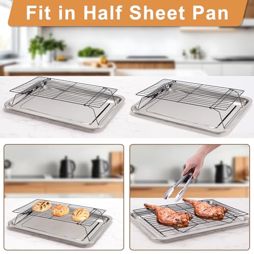 Black 16x10 Inch 3-Tier Cooling Rack for Baking and Cooking