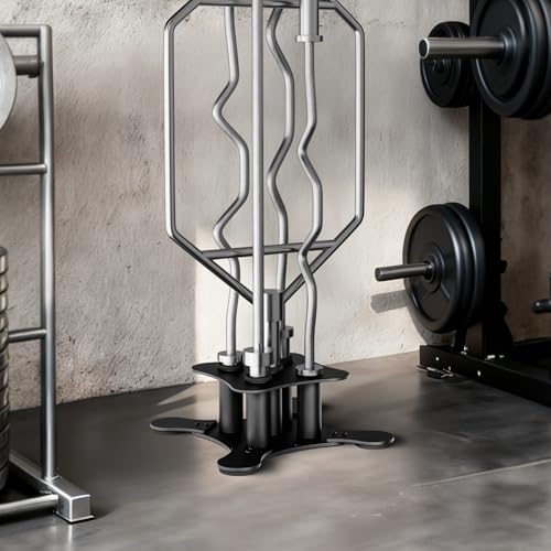 Vertical Barbell Storage Rack - 5-Bar Floor Stand for Gym & Home